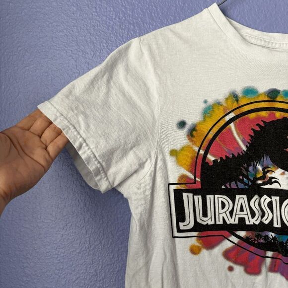 Women's Jurassic Park Logo Tie Dye Tops Short Sleeve Tee Shirt Small 100% Cotton - Picture 5 of 6